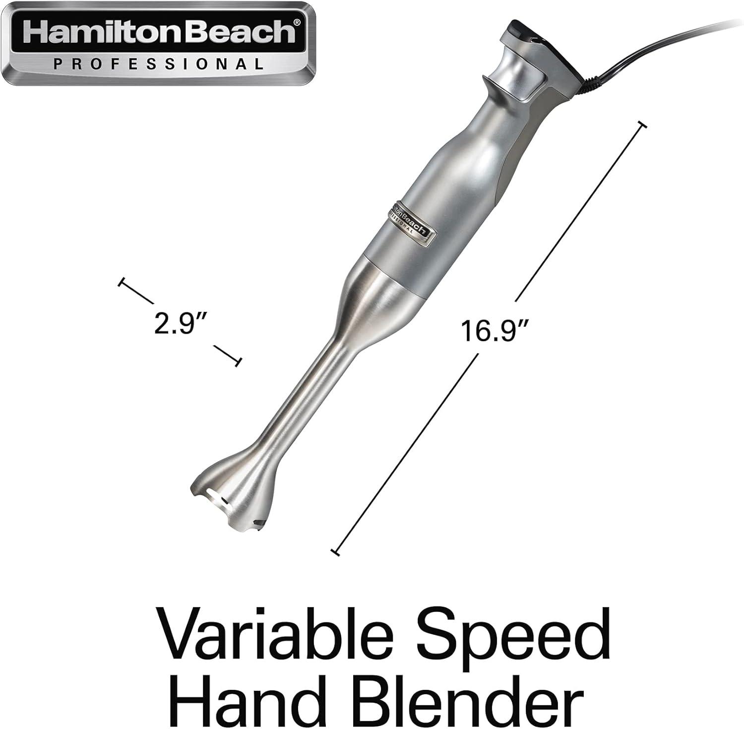image:imageHamilton Beach Professional Electric Hand Immersion Blender with Variable Speed LED Screen 300 Watts of Peak Power Stainless Steel Whisk and Blade Silver 59750