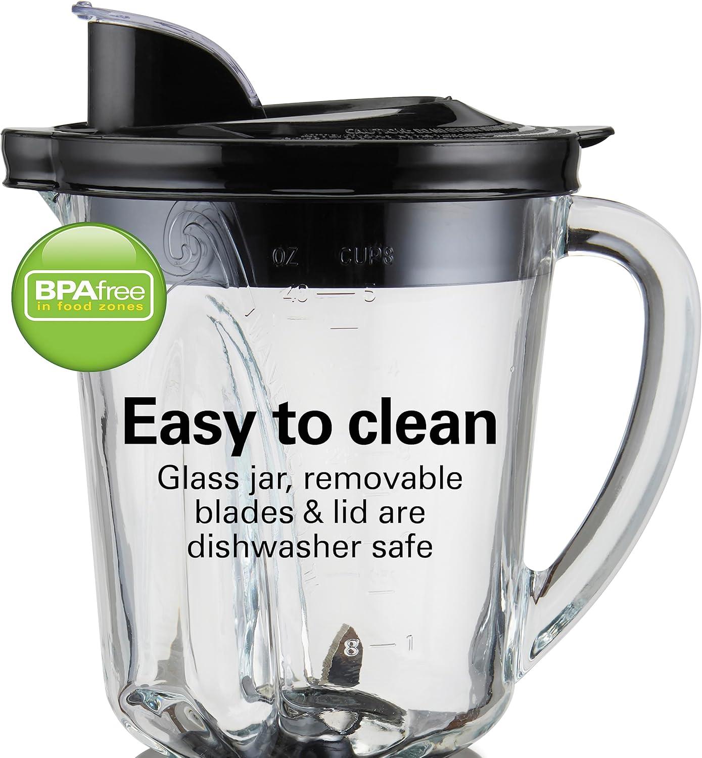 image:imageHamilton Beach Wave Action Blender for Smoothies Stainless Steel Ice Sabre Blades 40oz Glass Jar 800 Watts Quiet Design Black 5817540 oz Glass Jar