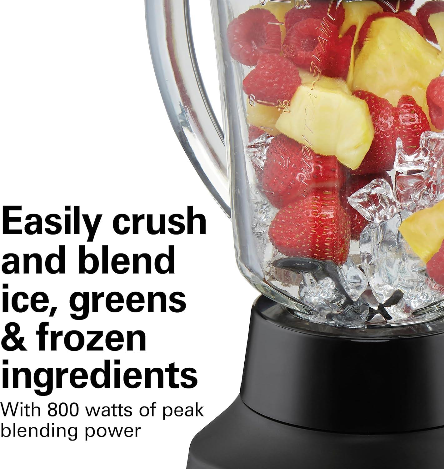 image:imageHamilton Beach Wave Action Blender for Smoothies Stainless Steel Ice Sabre Blades 40oz Glass Jar 800 Watts Quiet Design Black 5817540 oz Glass Jar