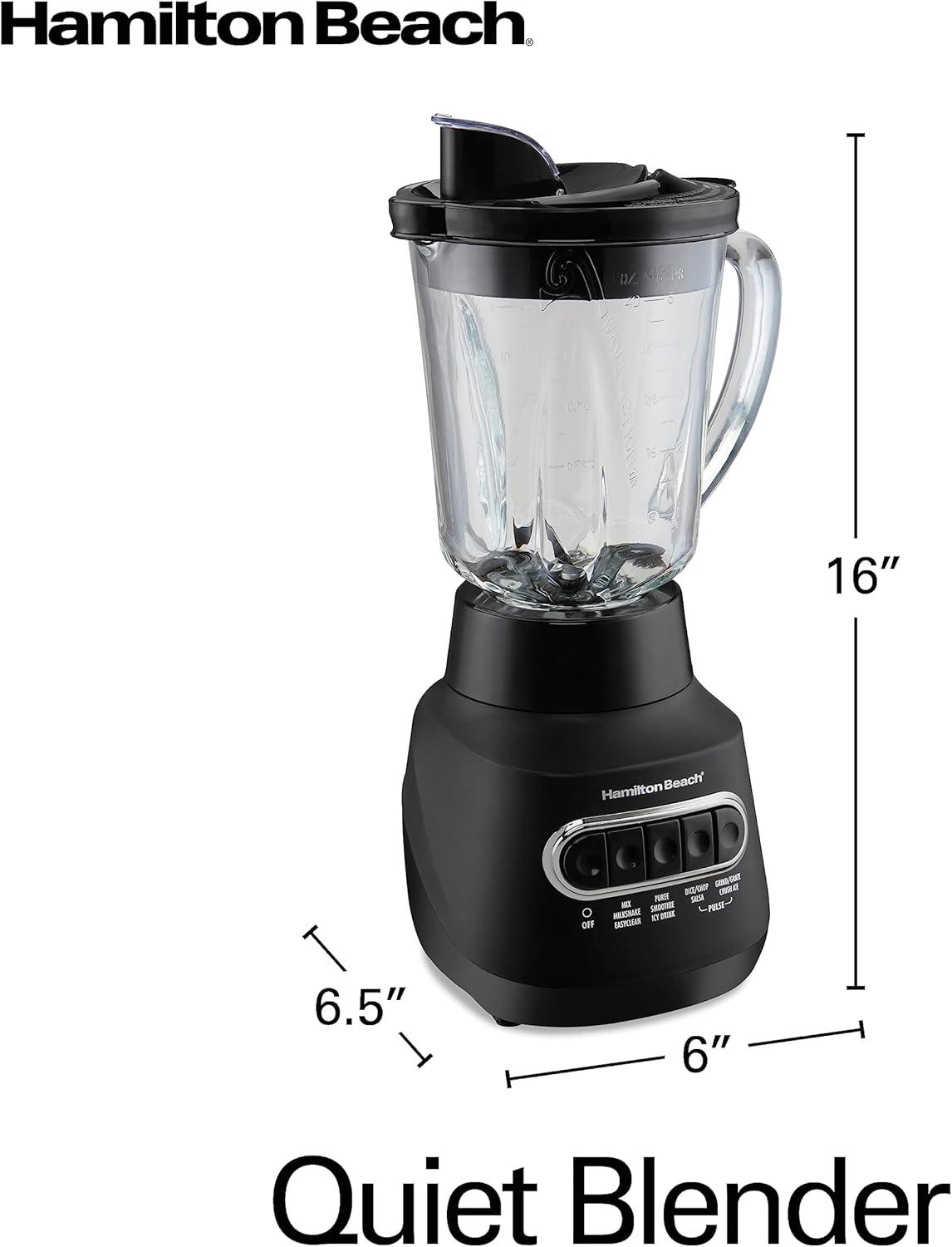 image:imageHamilton Beach Wave Action Blender for Smoothies Stainless Steel Ice Sabre Blades 40oz Glass Jar 800 Watts Quiet Design Black 5817540 oz Glass Jar