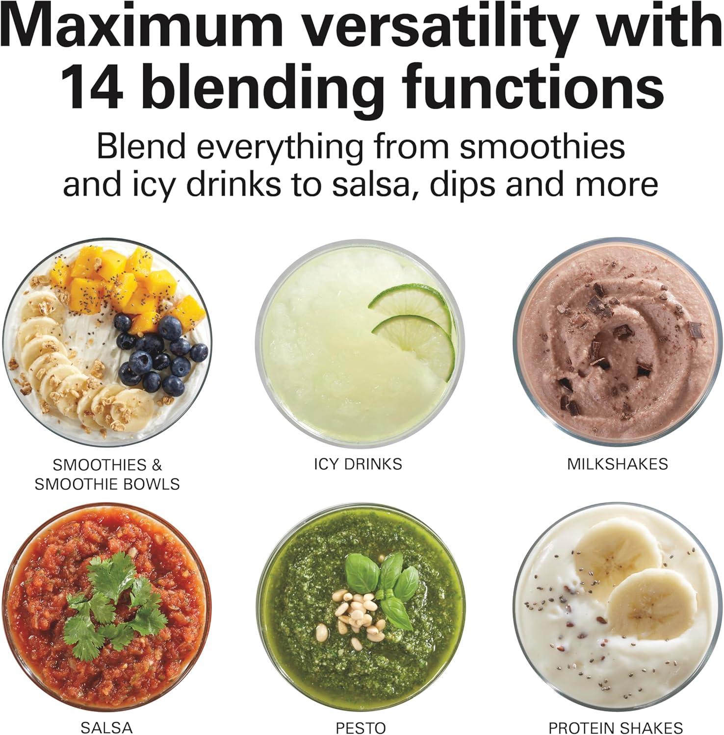 image:imageHamilton Beach Wave Crusher Blender For Smoothies With 40 Oz Glass Jar and 14 Functions Ice Sabre Blades amp 700 Watts for Consistently Smooth Results Black Stainless Steel 54221Black