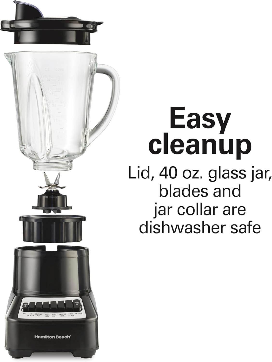 image:imageHamilton Beach Wave Crusher Blender For Smoothies With 40 Oz Glass Jar and 14 Functions Ice Sabre Blades amp 700 Watts for Consistently Smooth Results Black Stainless Steel 54221Black