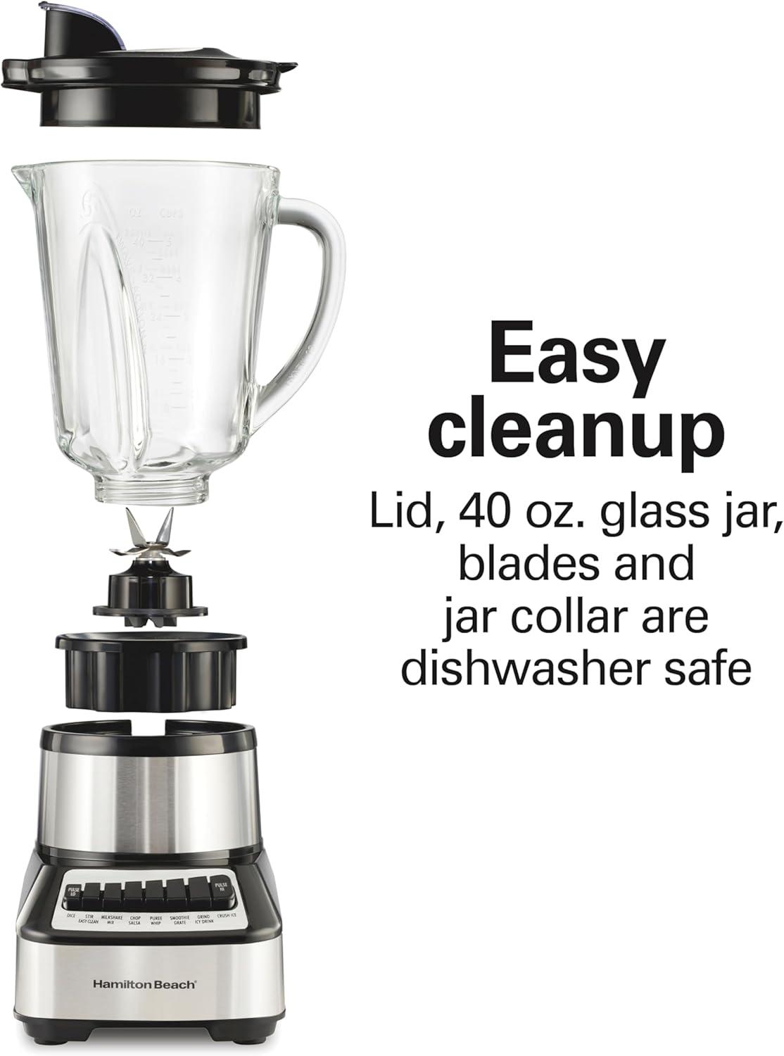 image:imageHamilton Beach Wave Crusher Blender For Smoothies With 40 Oz Glass Jar and 14 Functions Ice Sabre Blades amp 700 Watts for Consistently Smooth Results Black Stainless Steel 54221Stainless Steel