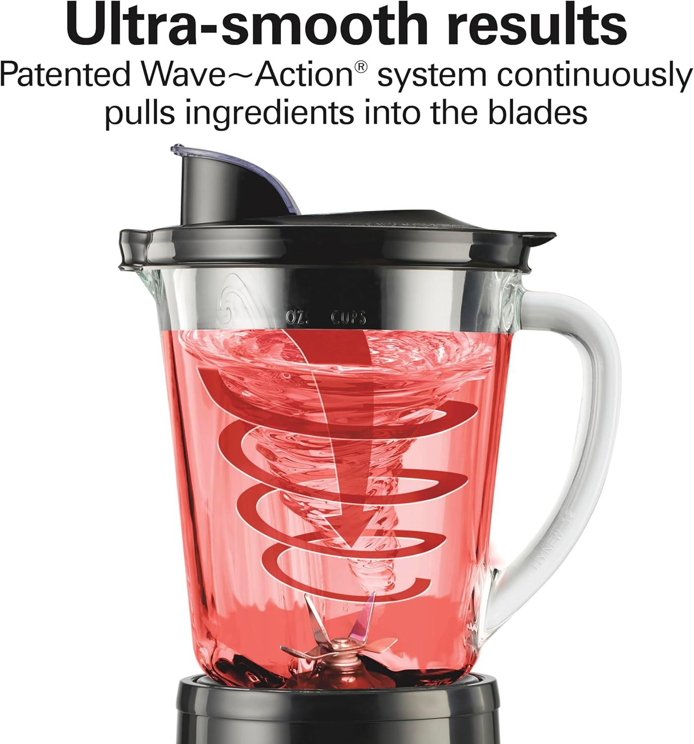 image:imageHamilton Beach Wave Crusher Blender For Smoothies With 40 Oz Glass Jar and 14 Functions Ice Sabre Blades amp 700 Watts for Consistently Smooth Results Black Stainless Steel 54221Black