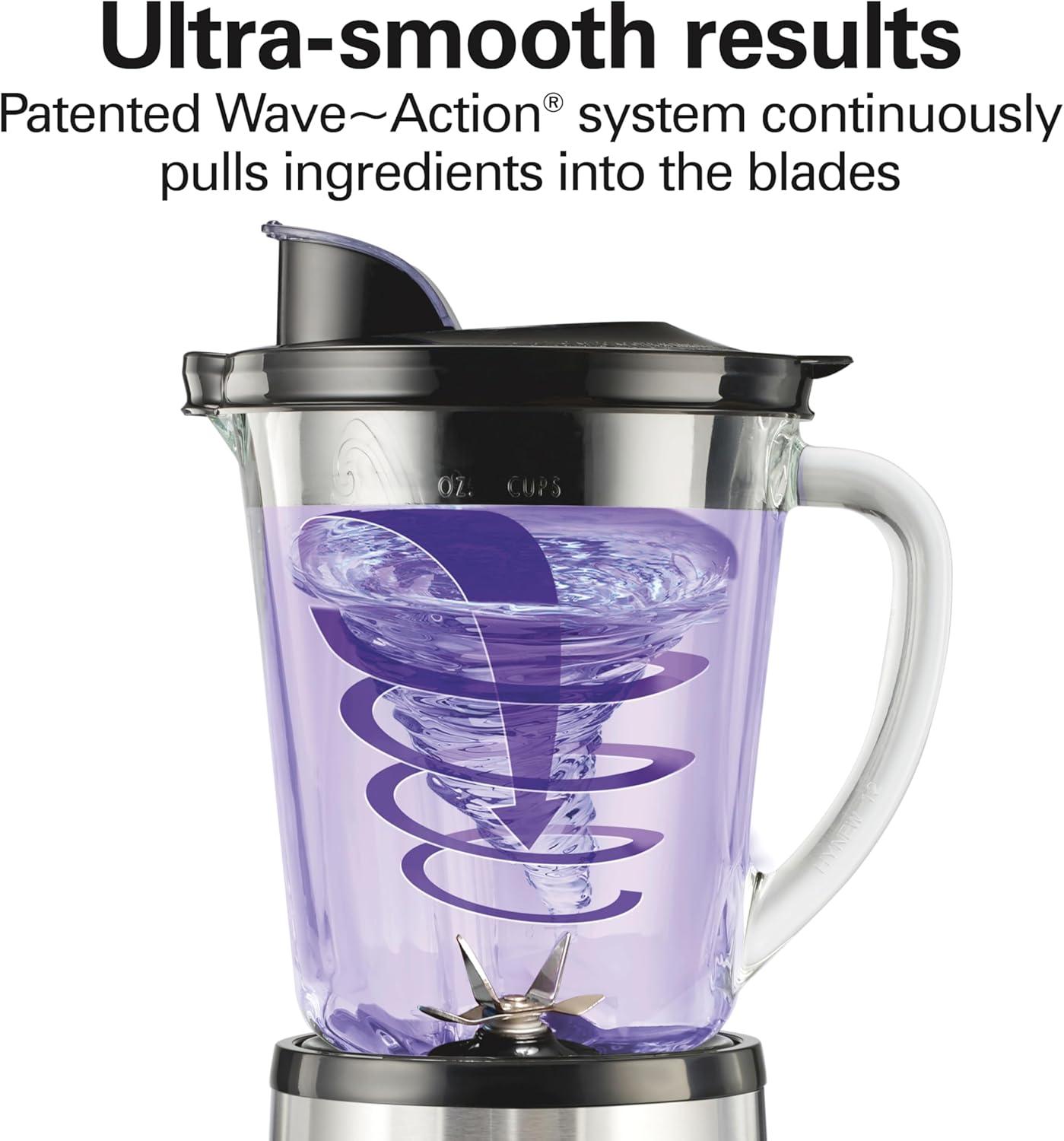 image:imageHamilton Beach Wave Crusher Blender For Smoothies With 40 Oz Glass Jar and 14 Functions Ice Sabre Blades amp 700 Watts for Consistently Smooth Results Black Stainless Steel 54221Stainless Steel
