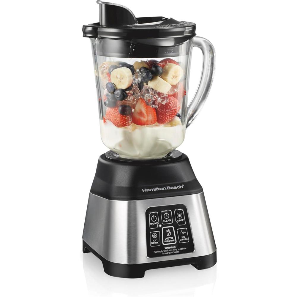 image:imageHamilton Beach Blender for Smoothies with 5 Functions Including Auto Smoothie Cycle Wave Action System for Ultra Smooth Results 850 Watts 40oz BPA Free Glass Jar Stainless Steel 56208Stainless Steel