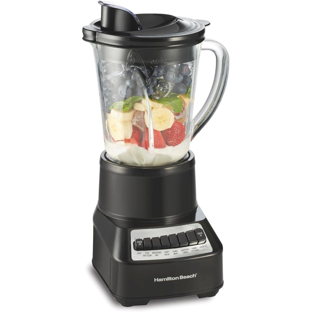 image:imageHamilton Beach Wave Crusher Blender For Smoothies With 40 Oz Glass Jar and 14 Functions Ice Sabre Blades amp 700 Watts for Consistently Smooth Results Black Stainless Steel 54221Black