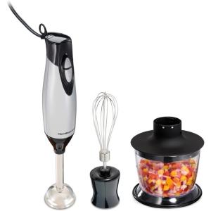image:imageHamilton Beach 4in1 Electric Immersion Hand Blender with Handheld Blending Stick Whisk  3Cup Food amp Vegetable Chopper Bowl 2Speeds 225 Watts Silver and Stainless Steel 59765Blender