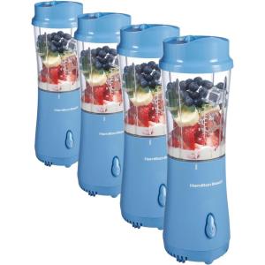 image:imageHamilton Beach Portable Blender for Shakes and Smoothies 14 Oz BPA Free Travel Cup amp Lid Durable Stainless Steel Blades Personal Smoothie Blender 2 Jars  White 51102VTranquil Blue