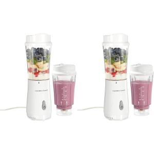 image:imageHamilton Beach Portable Blender for Shakes and Smoothies 14 Oz BPA Free Travel Cup amp Lid Durable Stainless Steel Blades Personal Smoothie Blender 2 Jars  White 51102V2 Jars  White